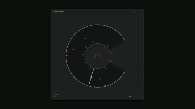 4K Sci-Fi Target Detection Grid HUD with Circular Scanner