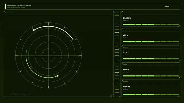 Green Nuclear Alert Instrument HUD Dashboard 4K Wallpaper