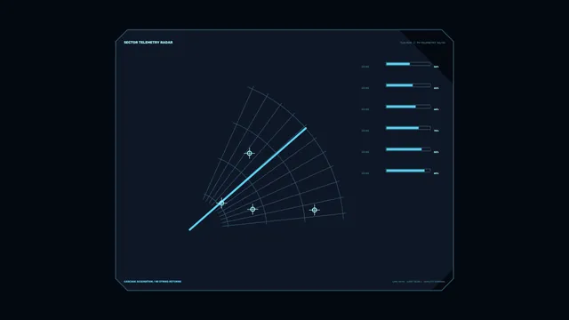 Telemetry Radar HUD with Channel Meters – Sci-Fi 4K Wallpaper