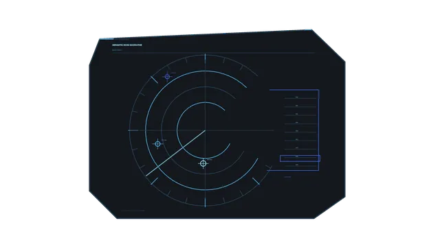 Cyan Circular Telemetry Scanner HUD with Octagonal Frame