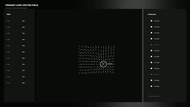 Industrial Flow Control HUD Dashboard with Vector Field – 4K Sci-Fi Wallpaper