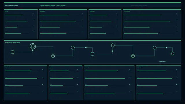Marine Network Diagnostics HUD with Routed Traffic Topology