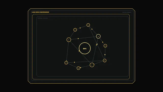 Sci-Fi Network Topology Load Convergence HUD Wallpaper