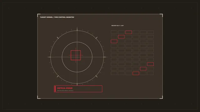 Critical Error Targeting HUD with Circular Scanner and Red Status Grid – 4K Sci‑