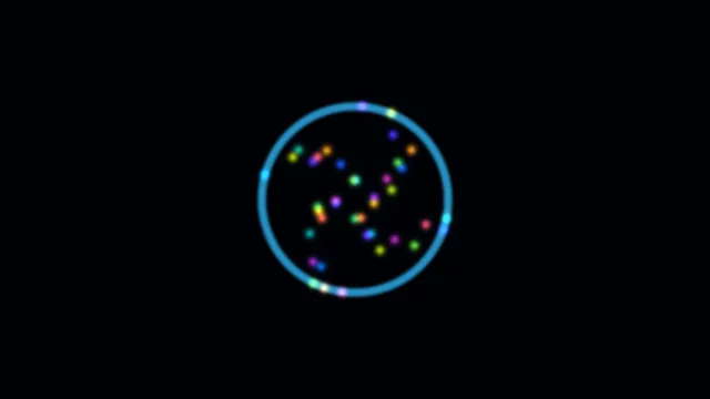 Abstract Cyan Circle with Multicolored Glowing Dots on Black 4K Wallpaper