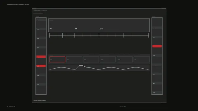 Dark Sci-Fi Telemetry HUD Dashboard with Red Warning Accents 4K Wallpaper