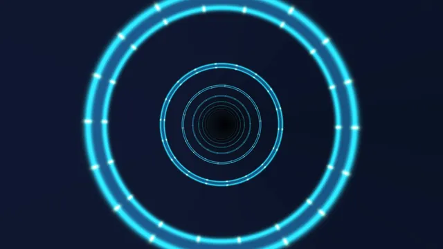 Concentric Cyan Neon Ring Tunnel 4K Wallpaper