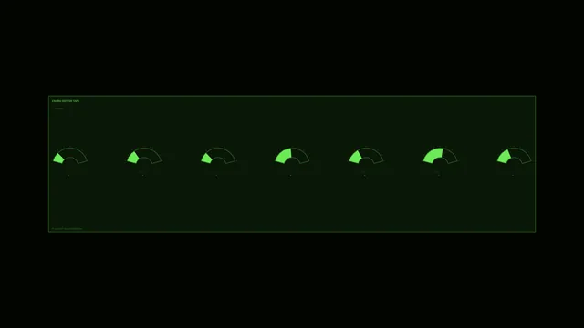 Green Environmental Telemetry HUD with Seven Semicircular Gauges 4K Wallpaper