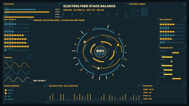 Electrolyser Stack Balance HUD Dashboard 4K Sci-Fi Wallpaper