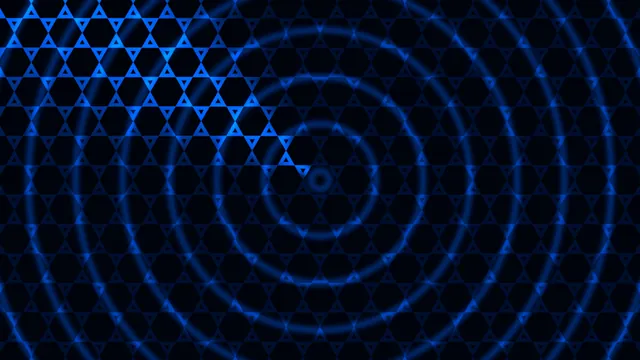 Blue Geometric Honeycomb Grid with Concentric Rings 4K Wallpaper