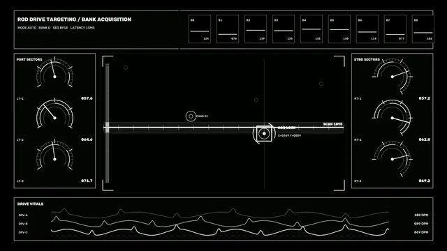 Futuristic Targeting and Drive Telemetry HUD Dashboard 4K Wallpaper