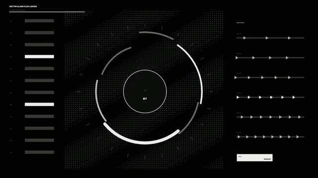 Sci-Fi Alarm Monitoring HUD with Circular Telemetry Scanner and Event Dashboard