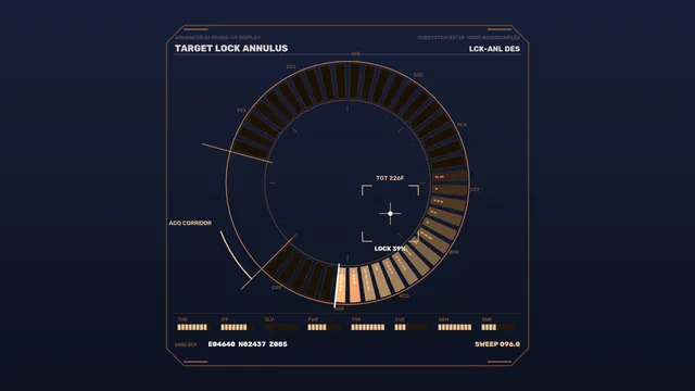 Futuristic Target Lock HUD Interface with Circular Telemetry Scanner 4K