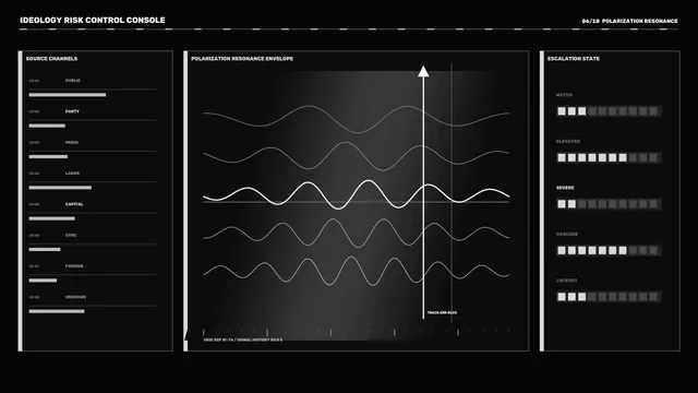 Polarization Resonance HUD Control Console — 4K Sci-Fi Wallpaper