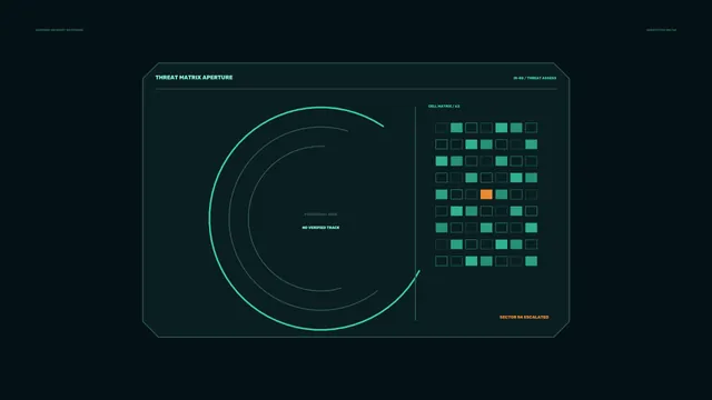Threat Matrix Aperture Sci-Fi HUD Dashboard Wallpaper