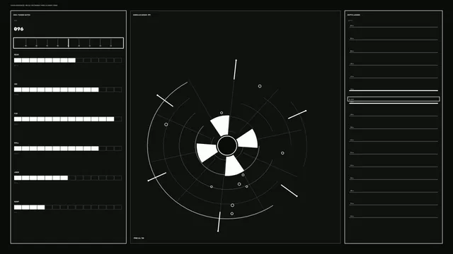 Monochrome Sonar HUD Dashboard with Circular PPI and Depth Ladder
