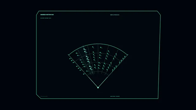 Vector Fan Radar HUD with Turquoise Telemetry Grid