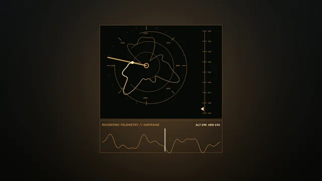 Amber Aircraft Telemetry HUD with Circular Scanner and Altitude Graph