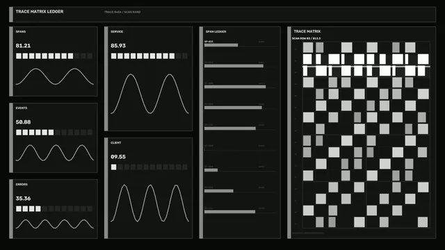 4K Sci-Fi HUD Performance Dashboard Wallpaper with Trace Matrix
