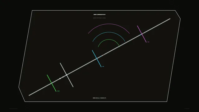 Wind Corridor Navigation Telemetry HUD 4K Sci-Fi Wallpaper