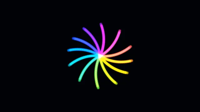 Abstract Rainbow Radial Light Pattern on Black 4K Wallpaper