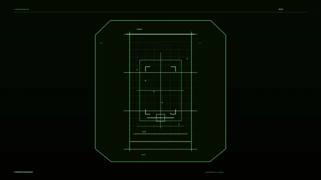 Green Octagonal Sci-Fi HUD Scanner Interface 4K