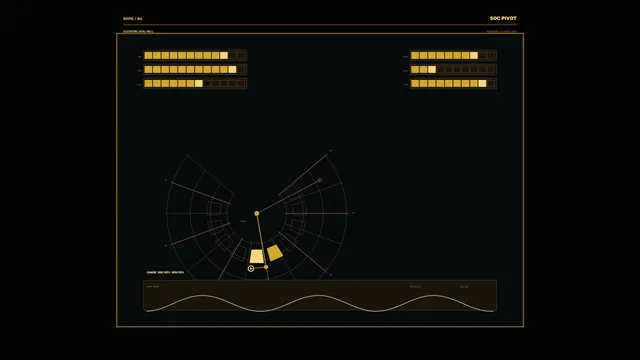 Amber Battery Energy Performance HUD Dashboard 4K Wallpaper