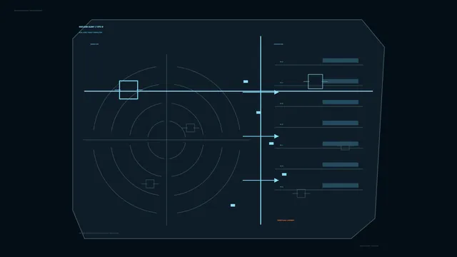 Sci-Fi Radar HUD Dashboard with Cyan Telemetry on Dark Blue 4K Wallpaper