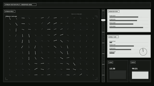 Data Processing Operator HUD 4K Wallpaper with Stream Field Telemetry