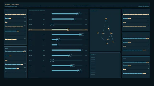 Sci-Fi Contact Range Analysis HUD Dashboard 4K Wallpaper