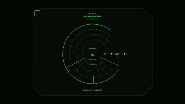 Green Sci-Fi Battery Charging HUD with 73% Annulus Gauge