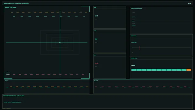 4K Science-Fiction Navigation HUD with Crosshair Telemetry Panels