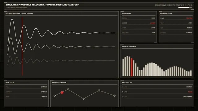 Simulated Projectile Telemetry Diagnostics HUD – Free 4K Sci-Fi Wallpaper