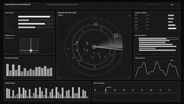 Futuristic Radar Telemetry HUD Dashboard 4K Wallpaper