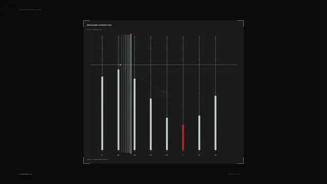 Sci-Fi Analytics HUD with Vertical Telemetry Bars and Red Highlight 4K Wallpaper