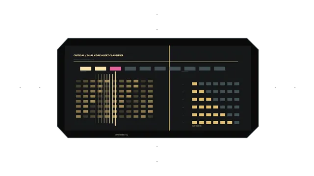 Critical Dual Core Alert Classifier HUD 4K Sci-Fi Wallpaper