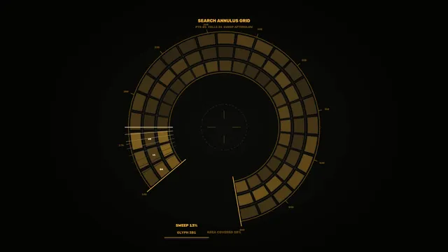 Amber Annular Grid Search HUD 4K Sci-Fi Wallpaper