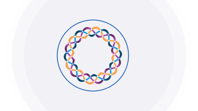 Circular Multicolor Waveform Ring on Dark Blue 4K Wallpaper
