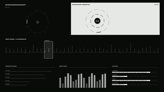Sci-Fi Radiation Sensor HUD Dashboard with Isotope and Energy Displays