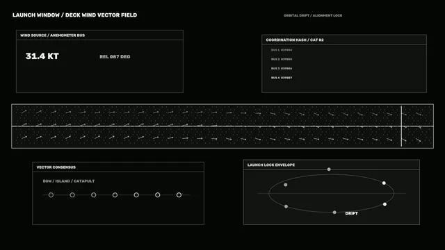 Deck Wind Vector Field Launch Coordination HUD 4K Wallpaper