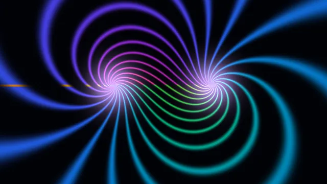 Neon Double Spiral Vortex on Black 4K Wallpaper