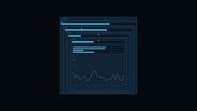 Sci-Fi Load Monitoring HUD Dashboard with Cyan Bars and Trend Chart 4K Wallpaper