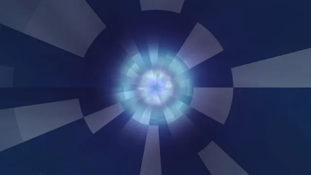 Abstract Blue Radial Light Tunnel with Segmented Geometry
