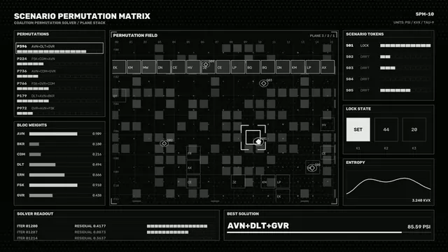 Sci-Fi Scenario Permutation Matrix HUD Dashboard