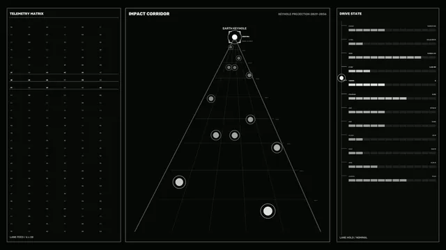 Asteroid Impact Corridor Tracking HUD 4K Wallpaper