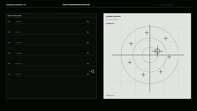Monochrome Policy Alignment Navigator HUD 4K Wallpaper