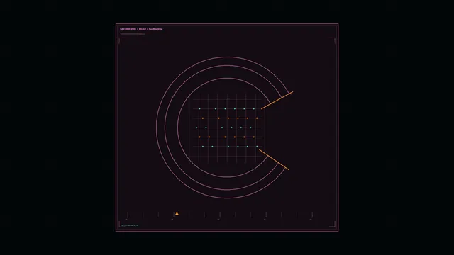 Futuristic Spaceship Navigation HUD with Circular Scanner Grid