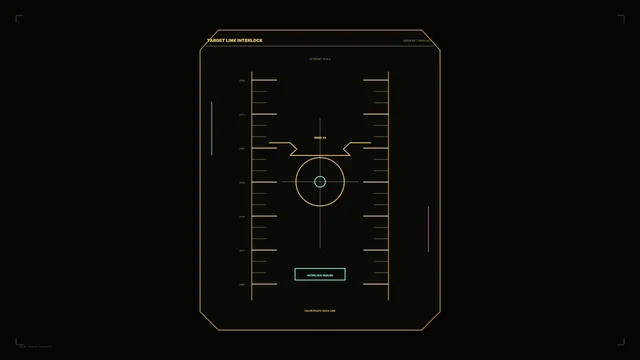 Amber Target-Link Interlock HUD with Central Reticle — 4K Sci-Fi Wallpaper