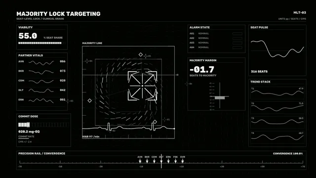 Majority Lock Targeting HUD with Seat Telemetry – 4K Sci-Fi Wallpaper