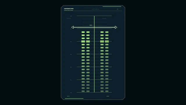 Futuristic Green Telemetry HUD Dashboard with Central Data Spine 4K Wallpaper